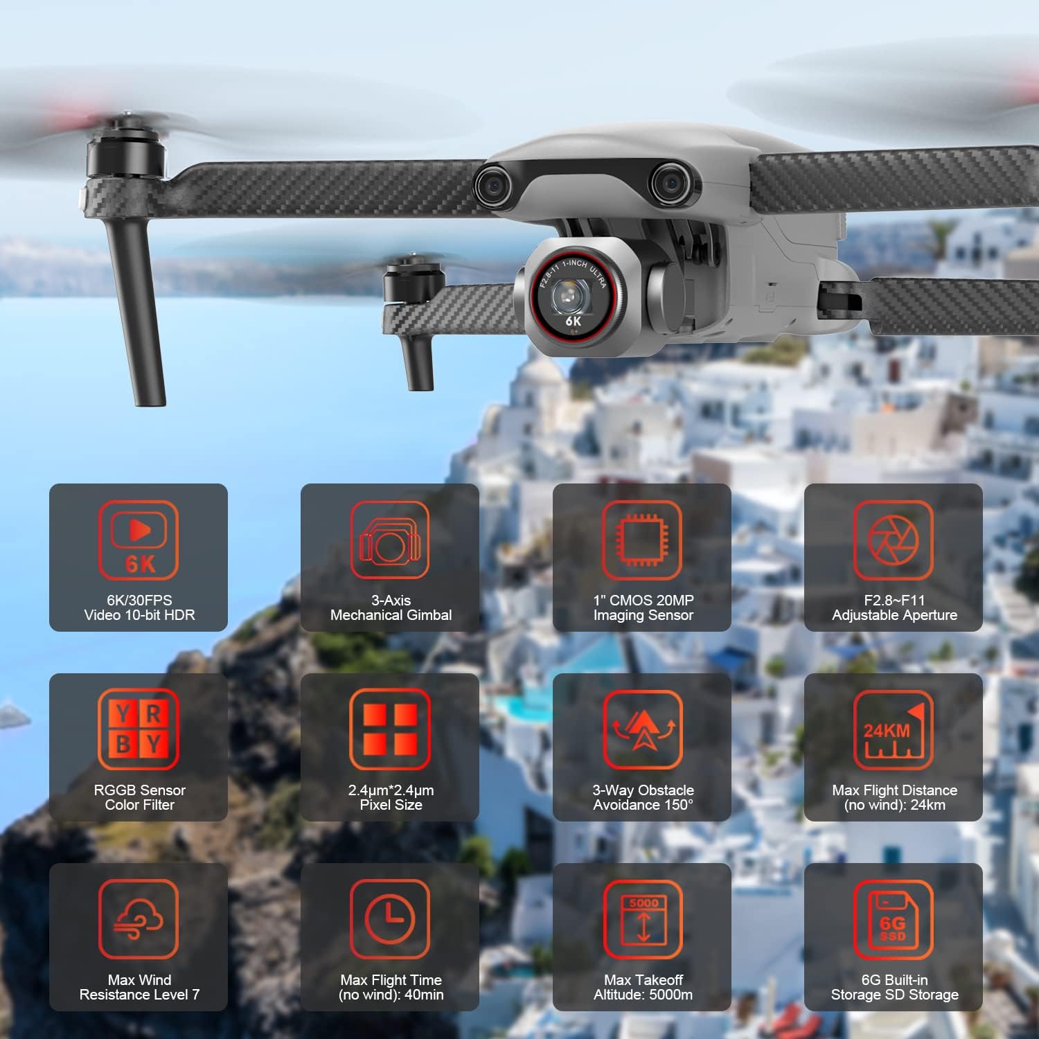 EVO Lite+ Drone: Adjustable Aperture f/2.8-f/11 for creative exposure control and depth of field. 6924991102854
