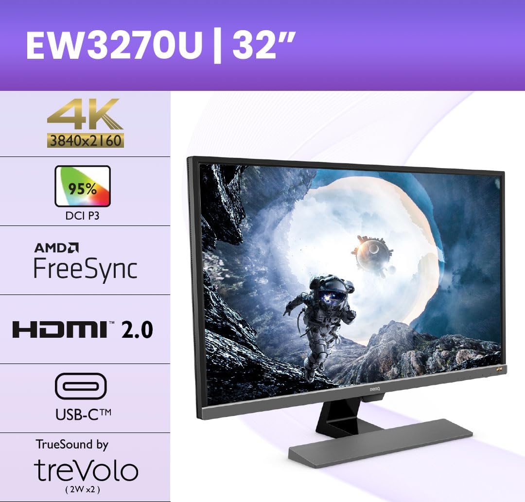 Sleek Metallic Grey BenQ Monitor with Eye-Care Features and Adjustable Brightness Technology 4718755072666