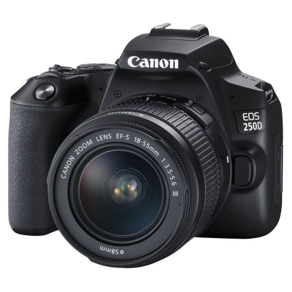 Canon EOS 250D DSLR Camera With EFS 18-55 DC III Lens Kit - The world's lightest DSLR with movable screen, perfect for on-the-go photography.