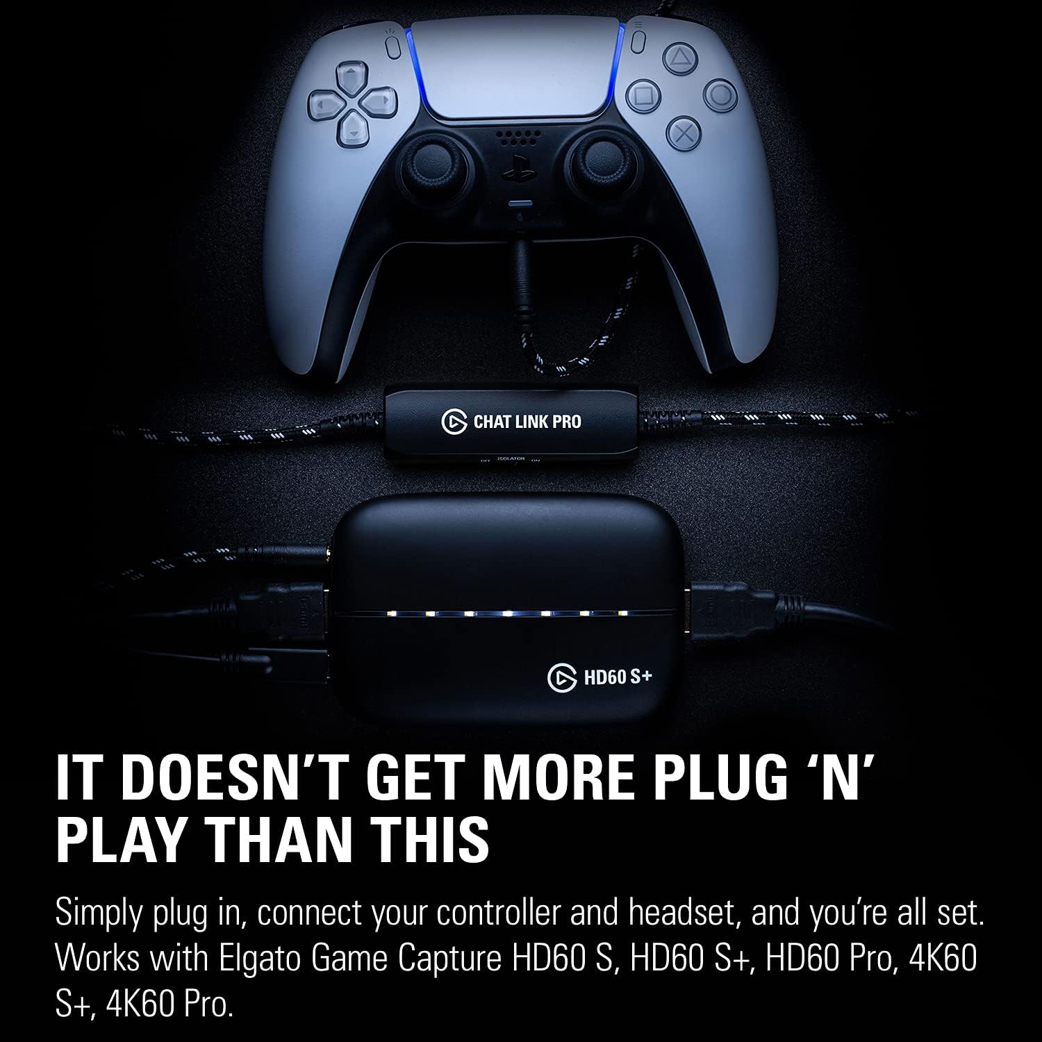 Corsair Elgato Chat Link Pro Adapter eliminates background noise with its switchable line isolator. 0840006644064