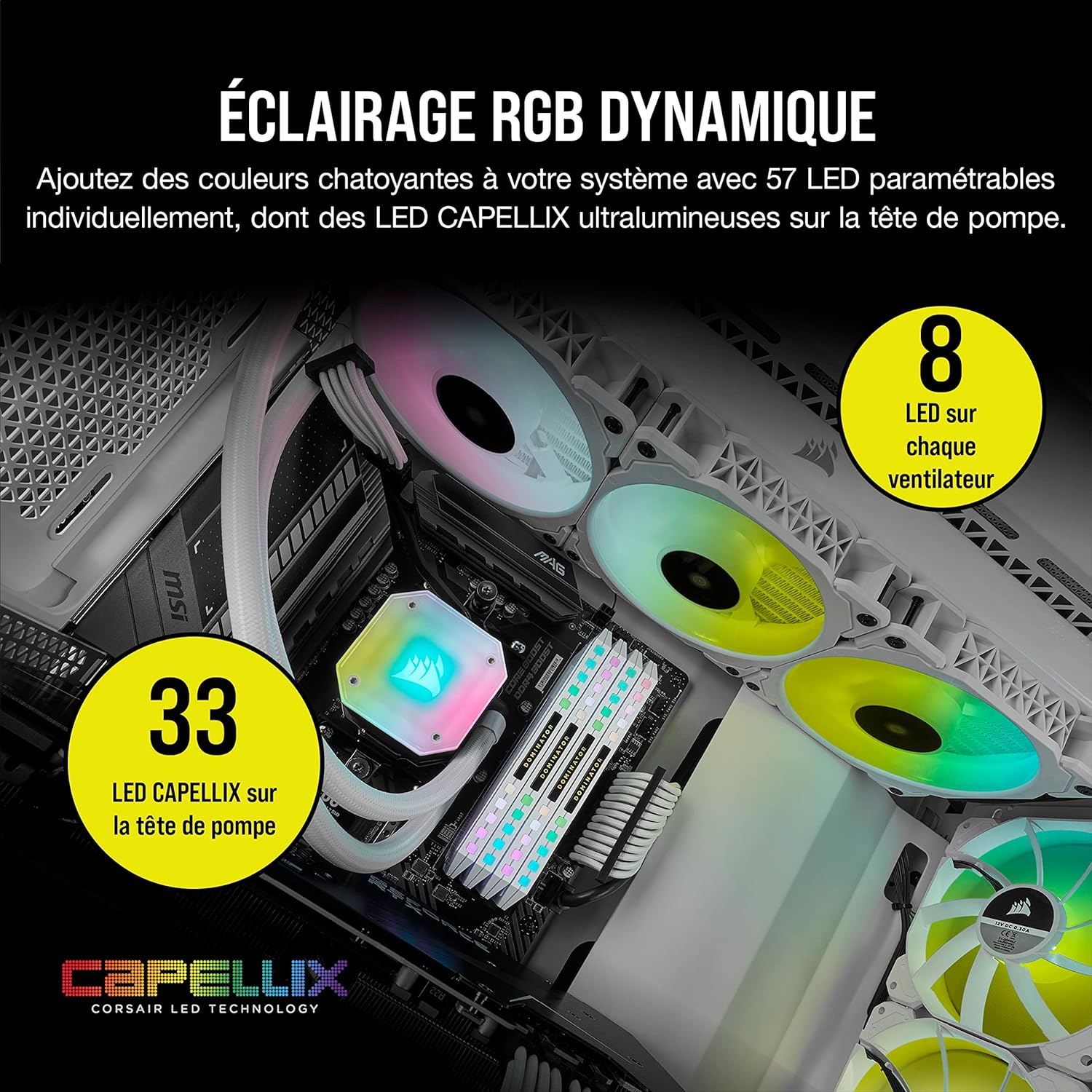 Extreme CPU Cooling Corsair iCUE H150i Elite Capellix White - PWM control from 400 to 2,400 RPM for incredible performance. 0840006630616