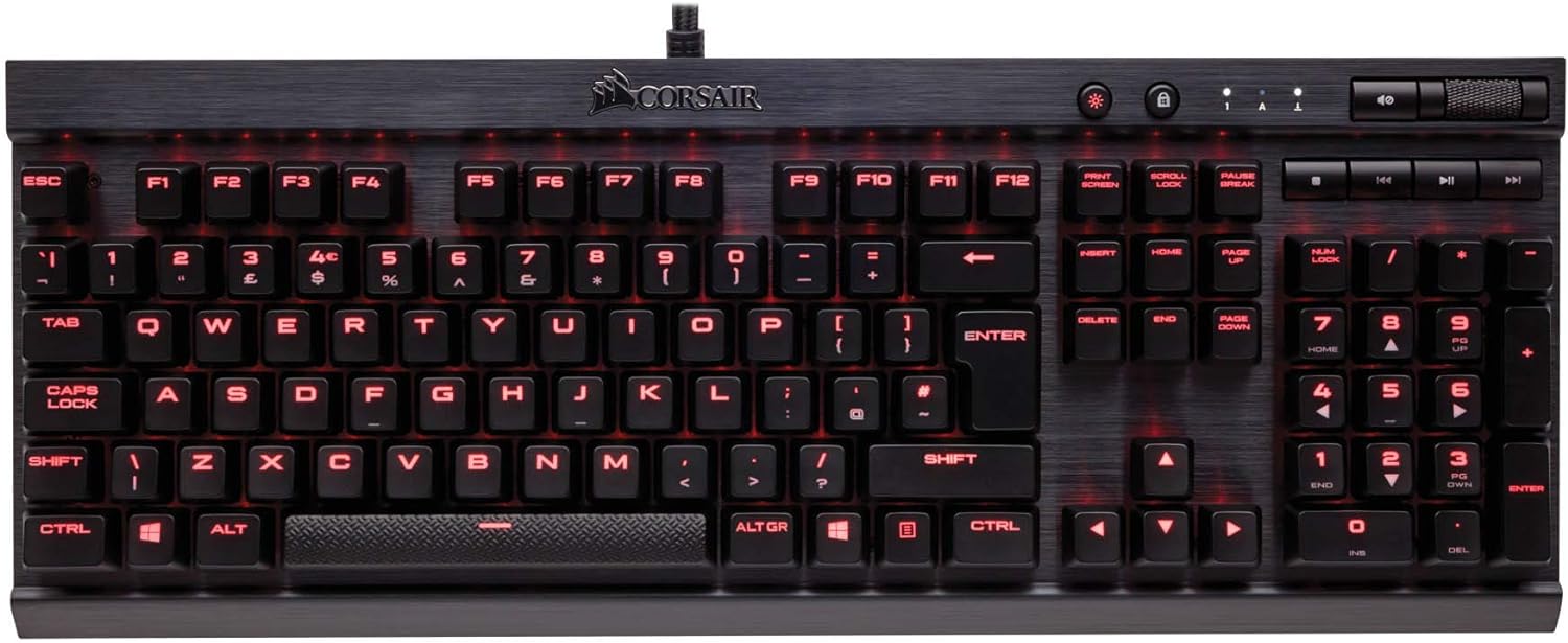 Corsair Mechanical Gaming Keyboard K70 Lux Cherry MX Blue - Backlit keys for enhanced visibility. 0843591074124