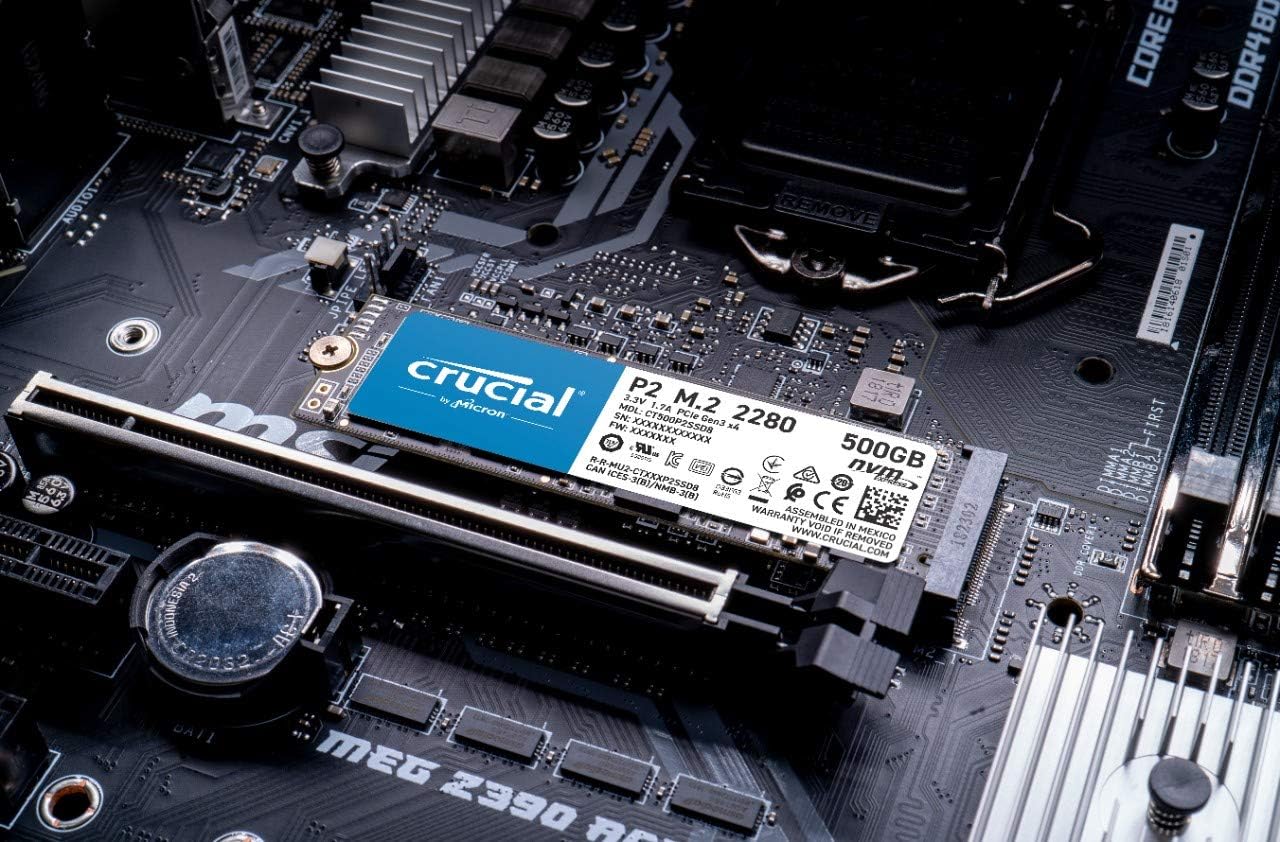 Fast Crucial P2 1TB SSD - Boost your system with sequential read/write speeds up to 2400MB/s 6221243292050