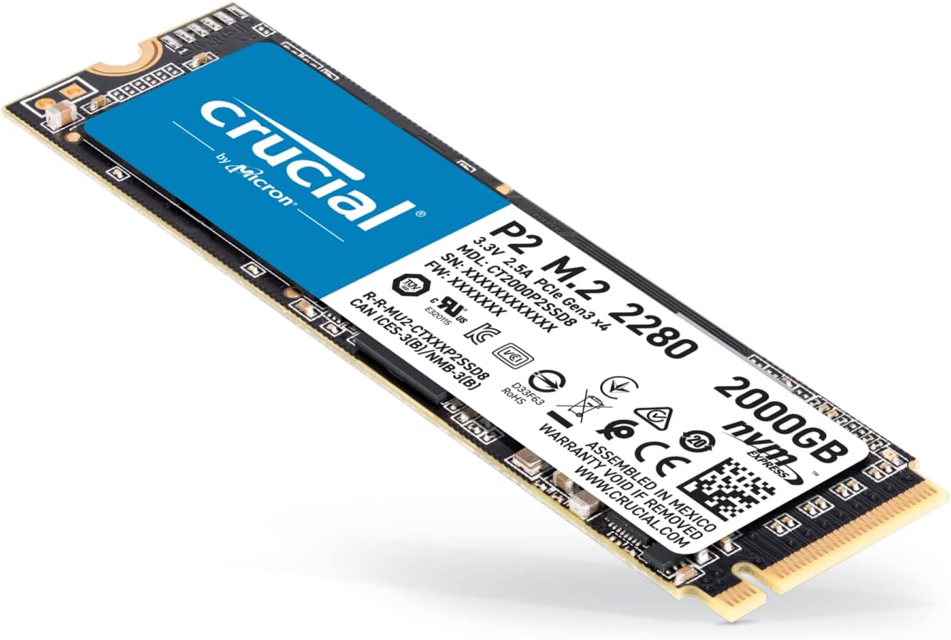 Crucial P2 CT2000P2SSD8 2 TB SSD - NVMe interface for fast data transfer 0649528902320
