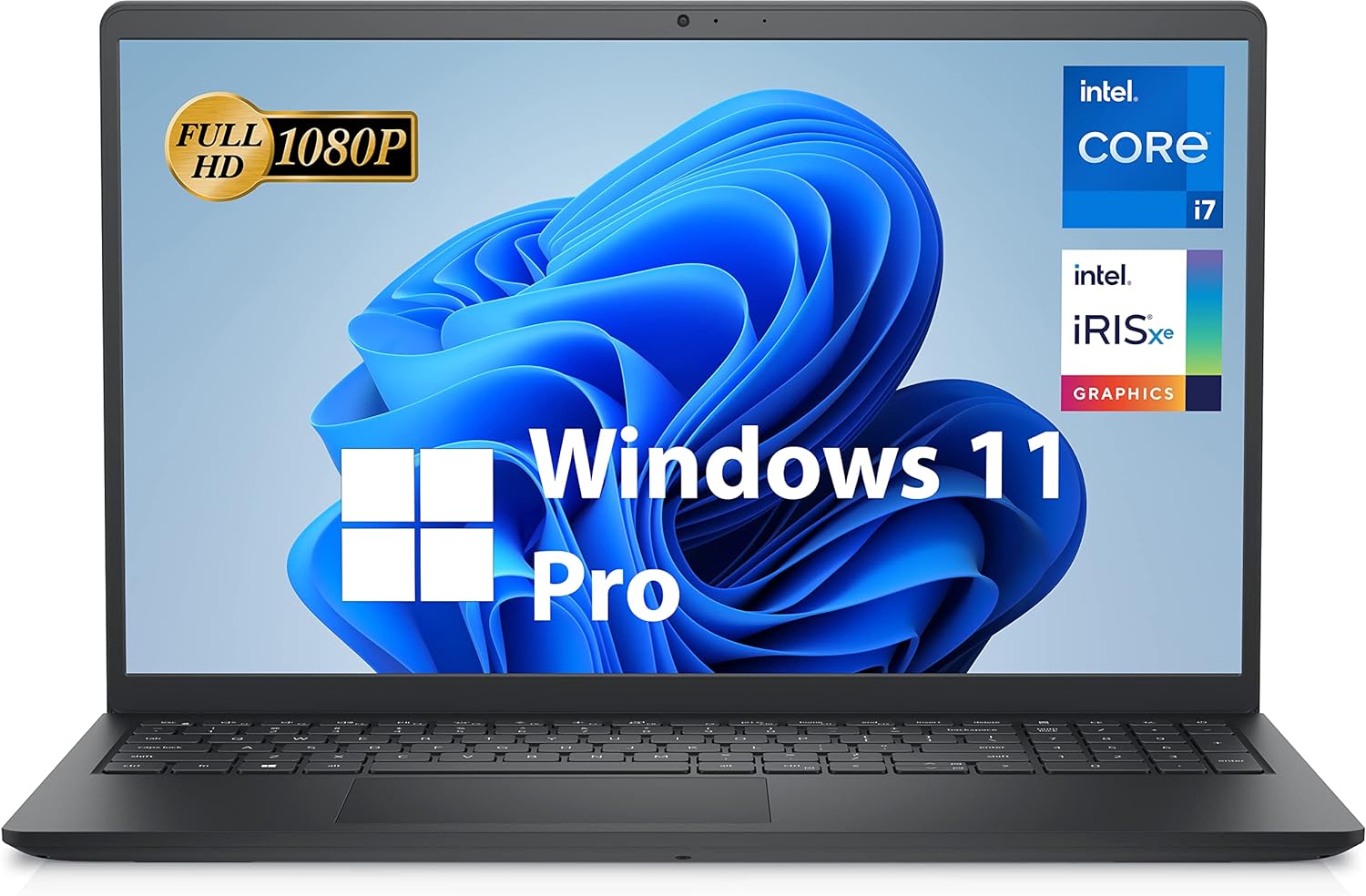 SKU: 0884116271369, Barcode: 884116271369 - Dell Inspiron 15 3000 Business Laptop 15.6-inch Core i7-1255U 32GB RAM 1TB SSD Intel Iris Xe - Sleek black Dell laptop with Core i7, 32GB RAM, and 1TB SSD.