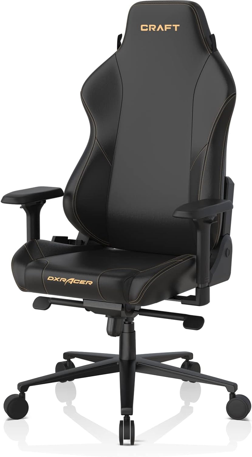 Craft Gaming Chair in Pure Black with intricate embroidery and premium quality design. 0810027590732