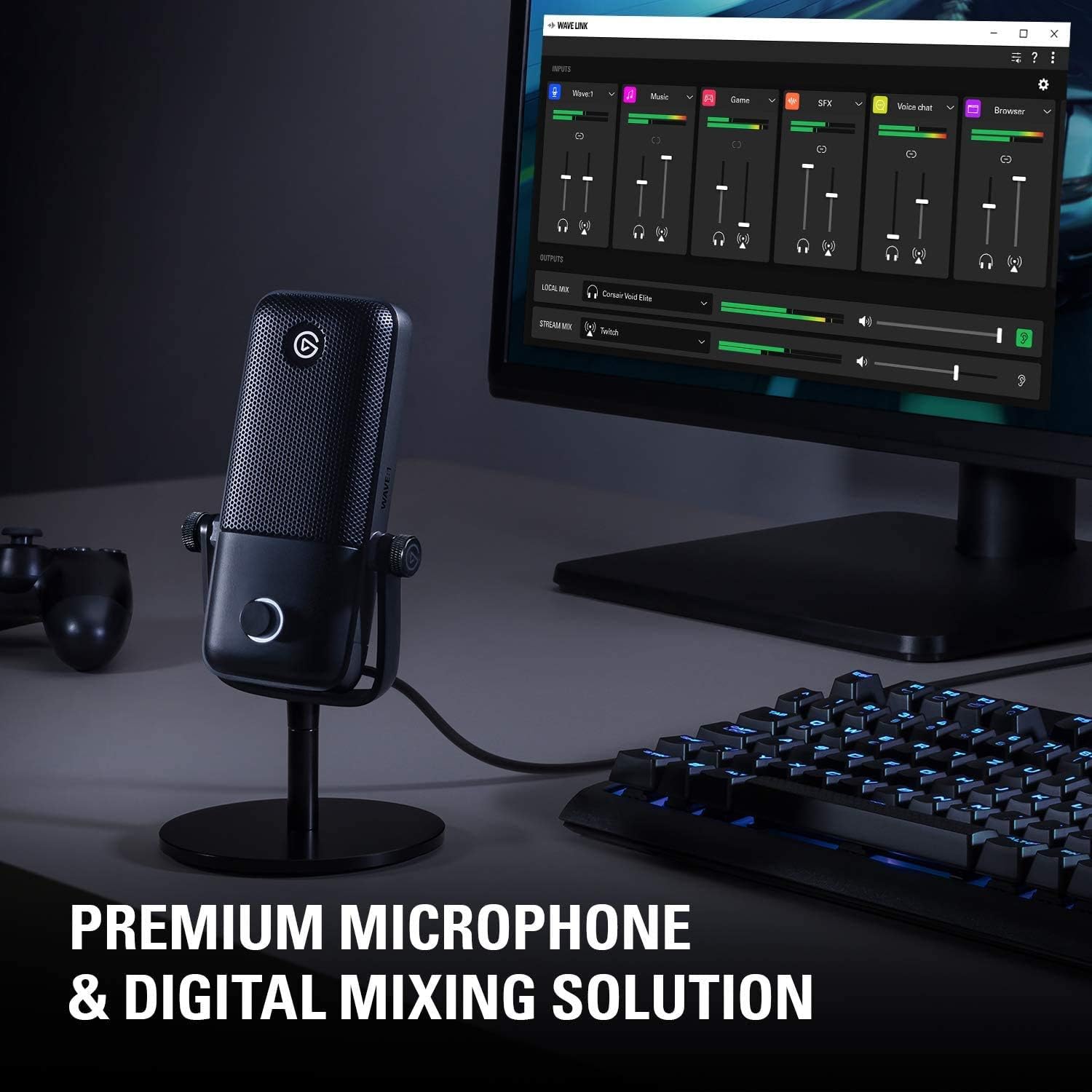Premium USB condenser mic for streaming and podcasting with tactile mute button 0840006618065