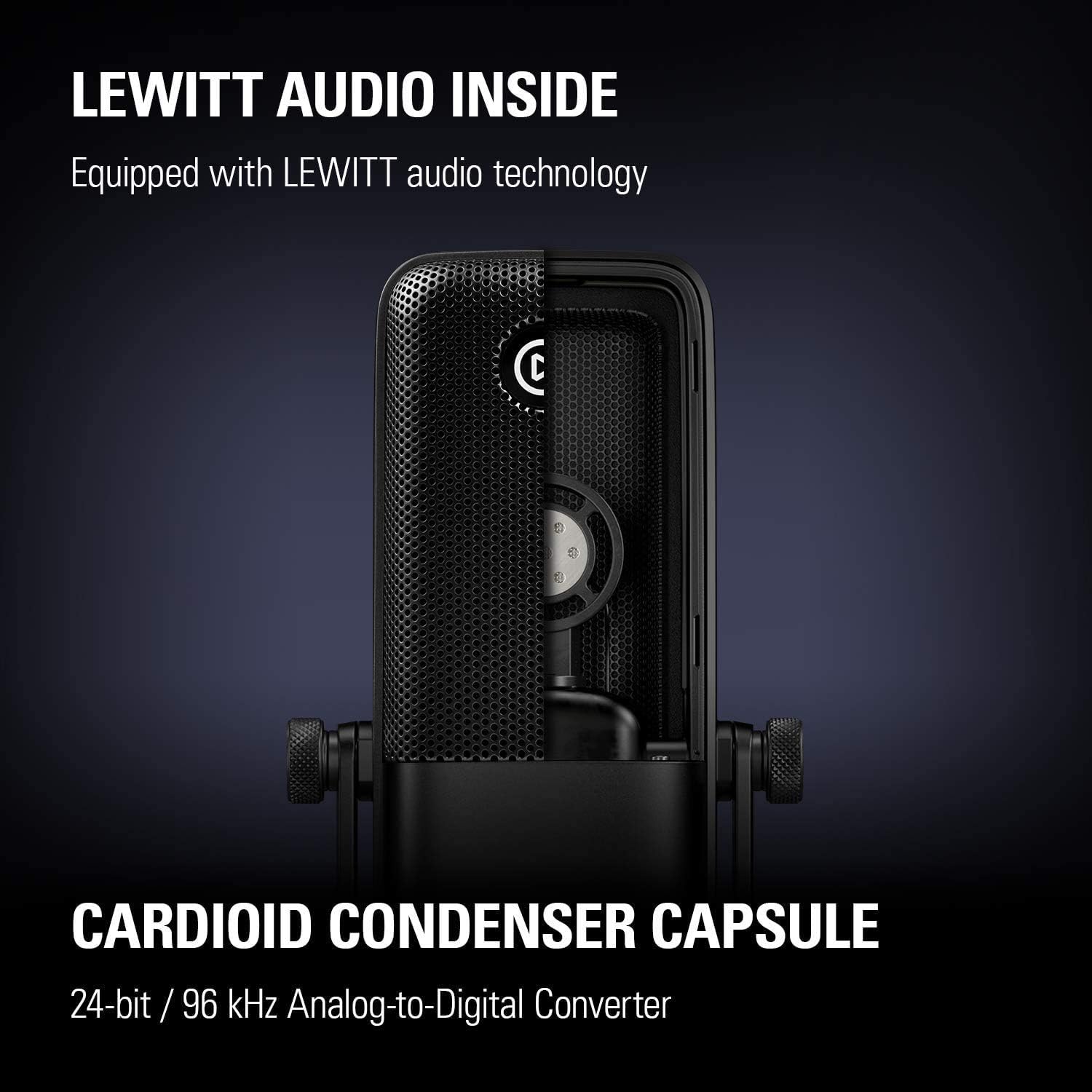 Cardioid condenser capsule captures speech with clarity and detail 0840006618065