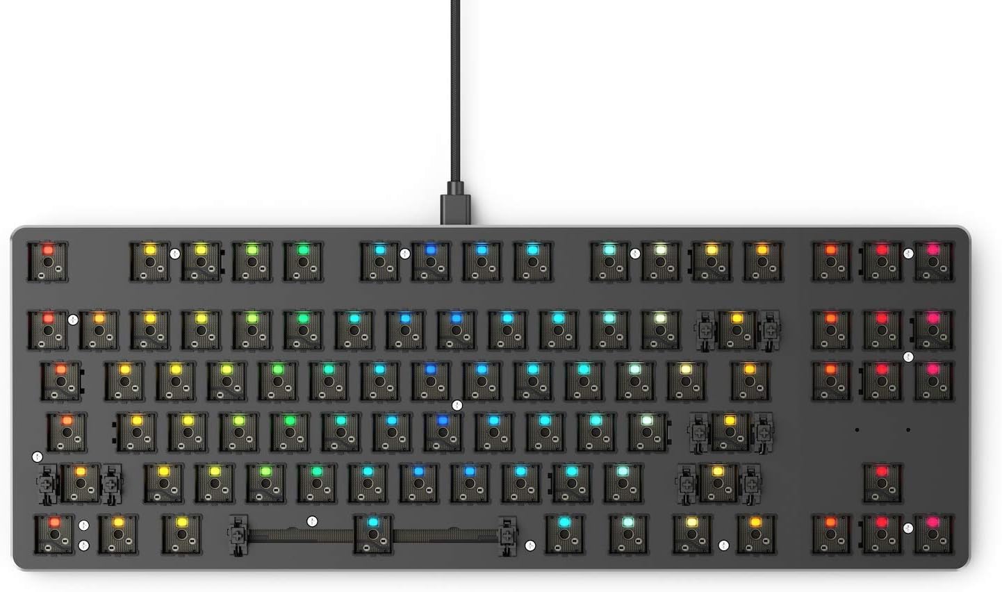 Glorious GMMK 85% TKL Custom Gaming Keyboard - Black Metal Top Plate, RGB LED Lighting 0857372006365
