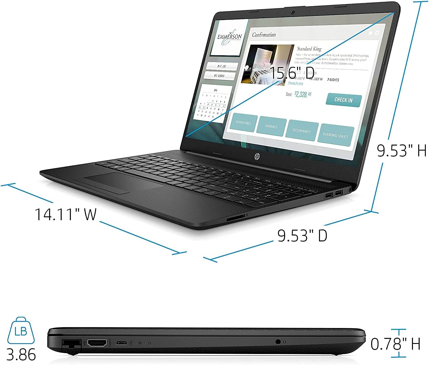 HP 15.6 Laptop - Intel Celeron N4020, 4GB RAM, 128GB SSD, UHD Graphics - WIN10 0195697199257