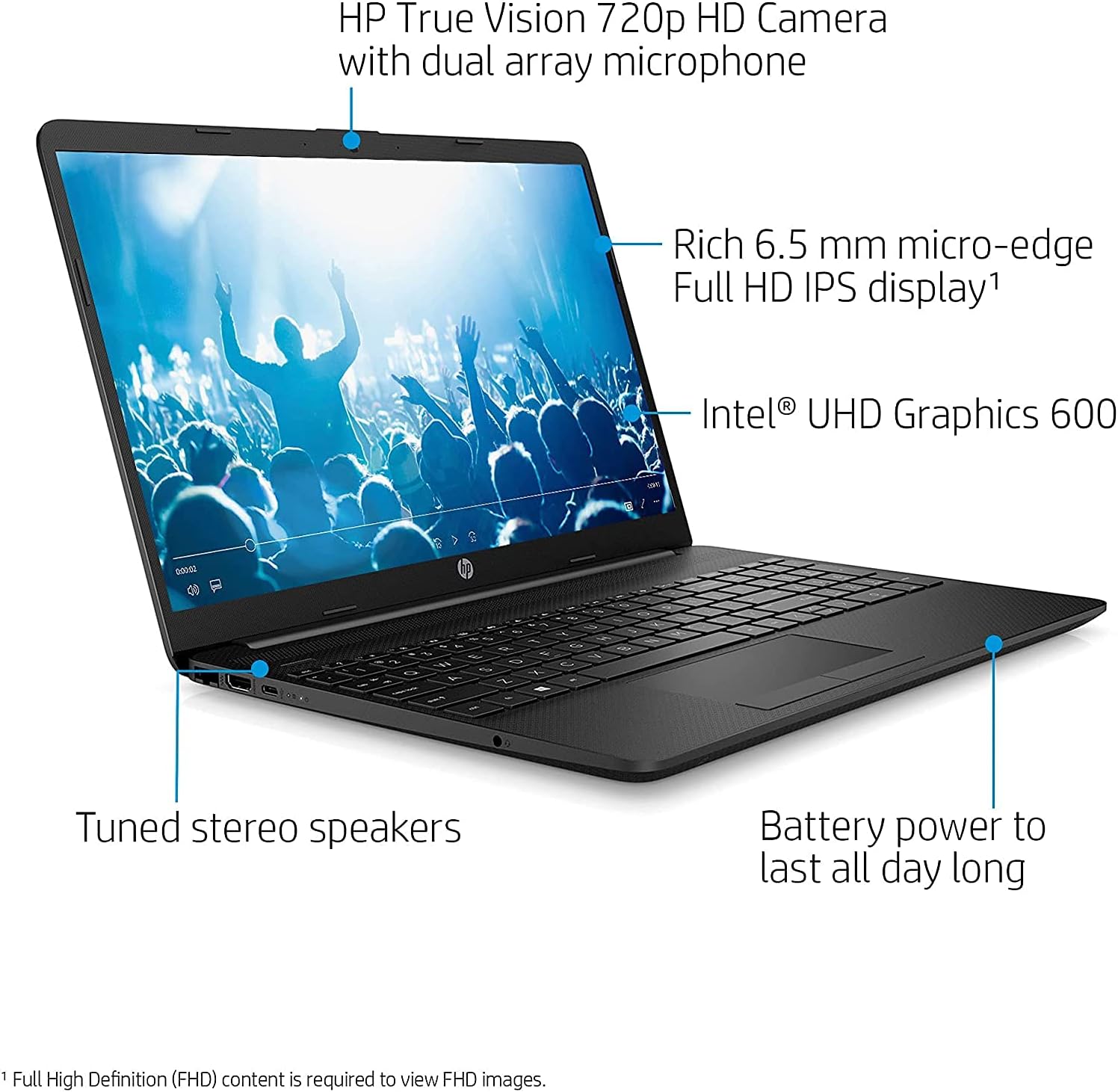 HP Notebook Laptop with 15.6 FHD Display, Intel Celeron N4020, 4GB RAM, 128GB SSD 0195697199257