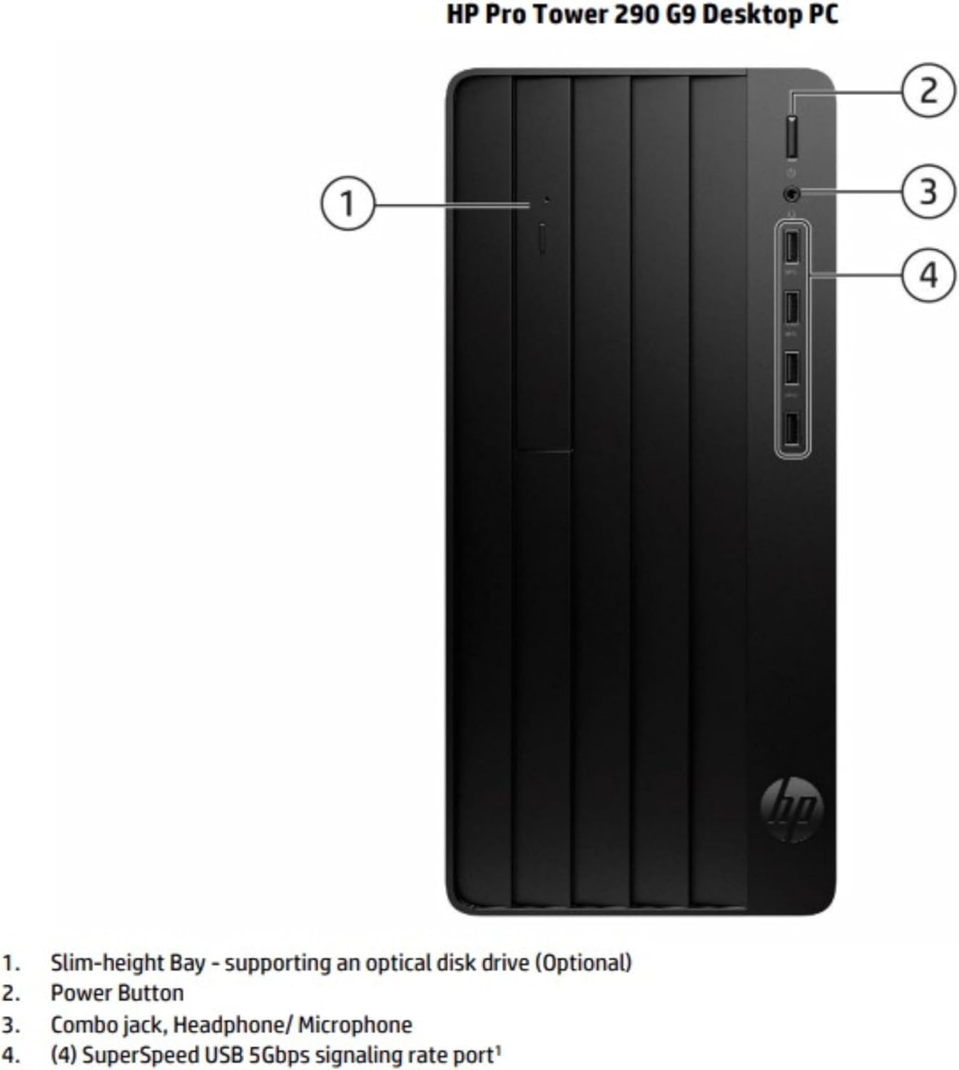 High-performance HP Pro Tower 290 G9 Desktop PC with Intel i3-12100, 8GB RAM, 1TB HDD + 256GB SSD 0197029250551