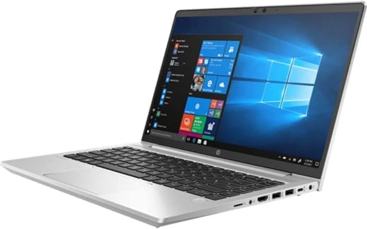 SKU: 0194850524462 - HP ProBook 440 G8 Notebook 14-inch Core i5-1135G7 8GB RAM 512GB SSD Intel UHD Graphics - Stylish silver laptop with 14 screen, Intel Core i5 CPU, 8GB RAM, 512GB storage, Windows 10 Pro, and fingerprint reader for security.