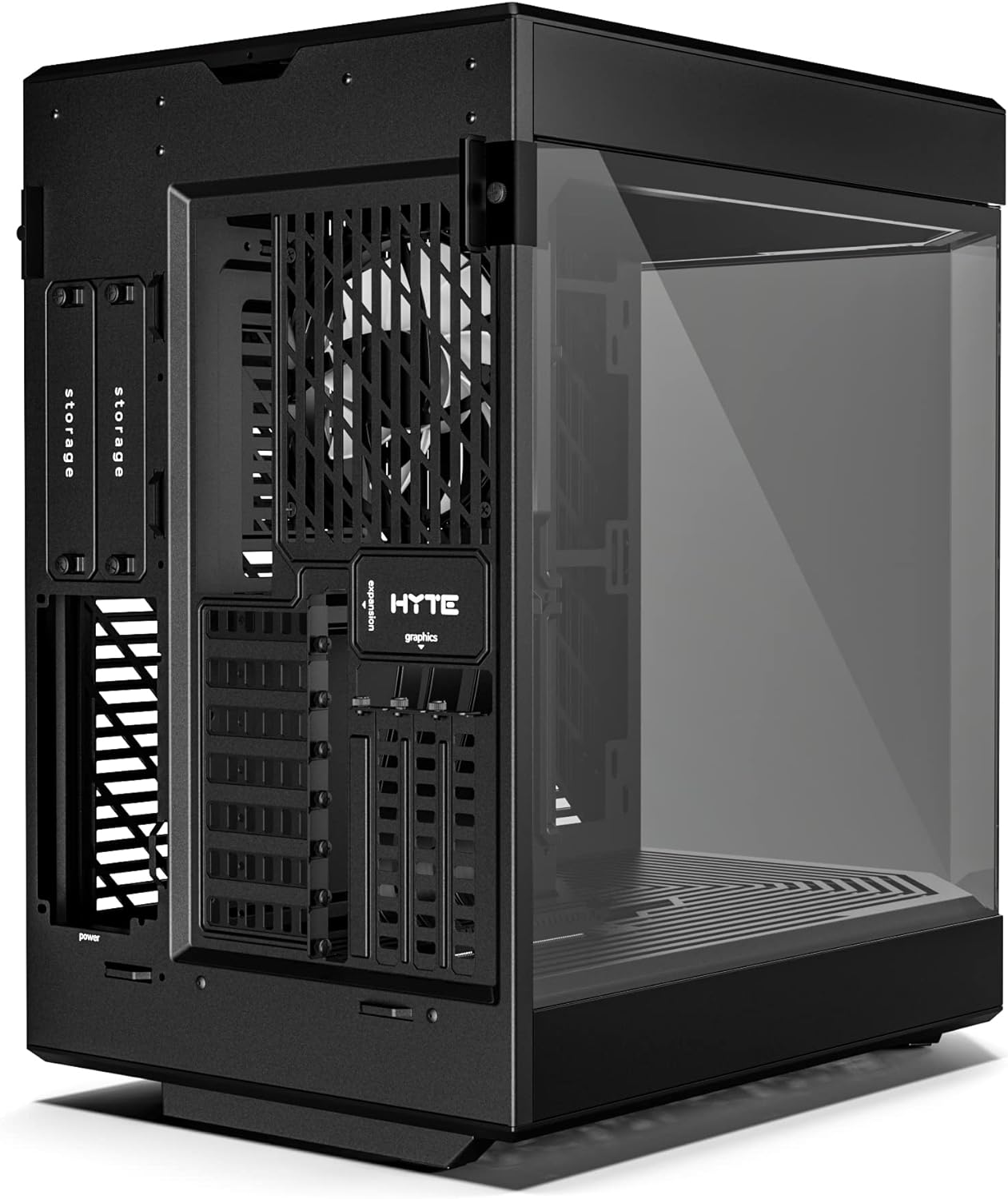 SKU: 0848604042855, Barcode: 848604042855 - HYTE Y60 Modern Aesthetic Mid-Tower ATX Gaming Case - Tempered Glass, PCIE 4.0 Riser Cable - Black: Cold floor cooling system for efficient heat dissipation.