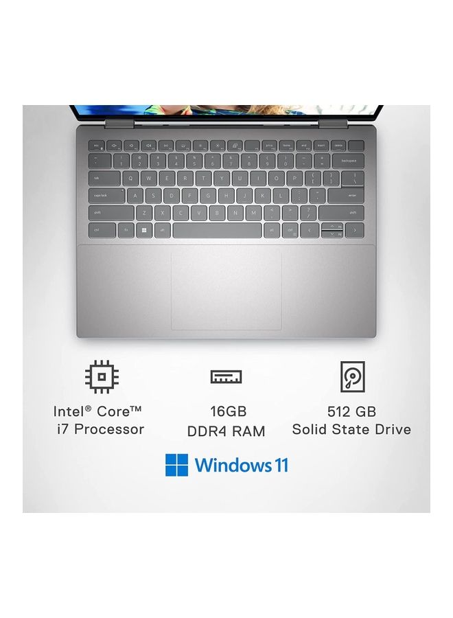 Inspiron 7420 Laptop With 14 - Inch Display, Core i7 - 1255U Processor/16GB RAM/512GB SSD/Intel Iris XE Graphics/Windows 11 Home English SILVER - 512GB SSD - 14 - inch - Intel Iris Xe