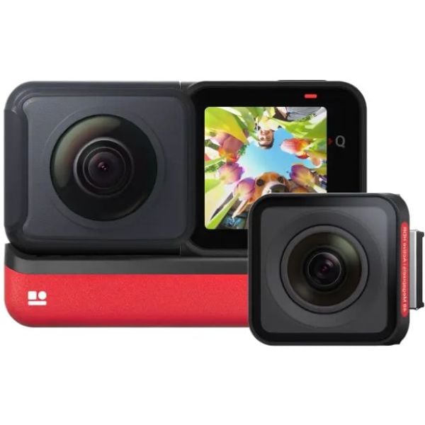 Insta360 ONE RS Twin Edition Black/Red Action Camera - Adapts to action with stunning 360° and wide angle shots. CINRSGP/A