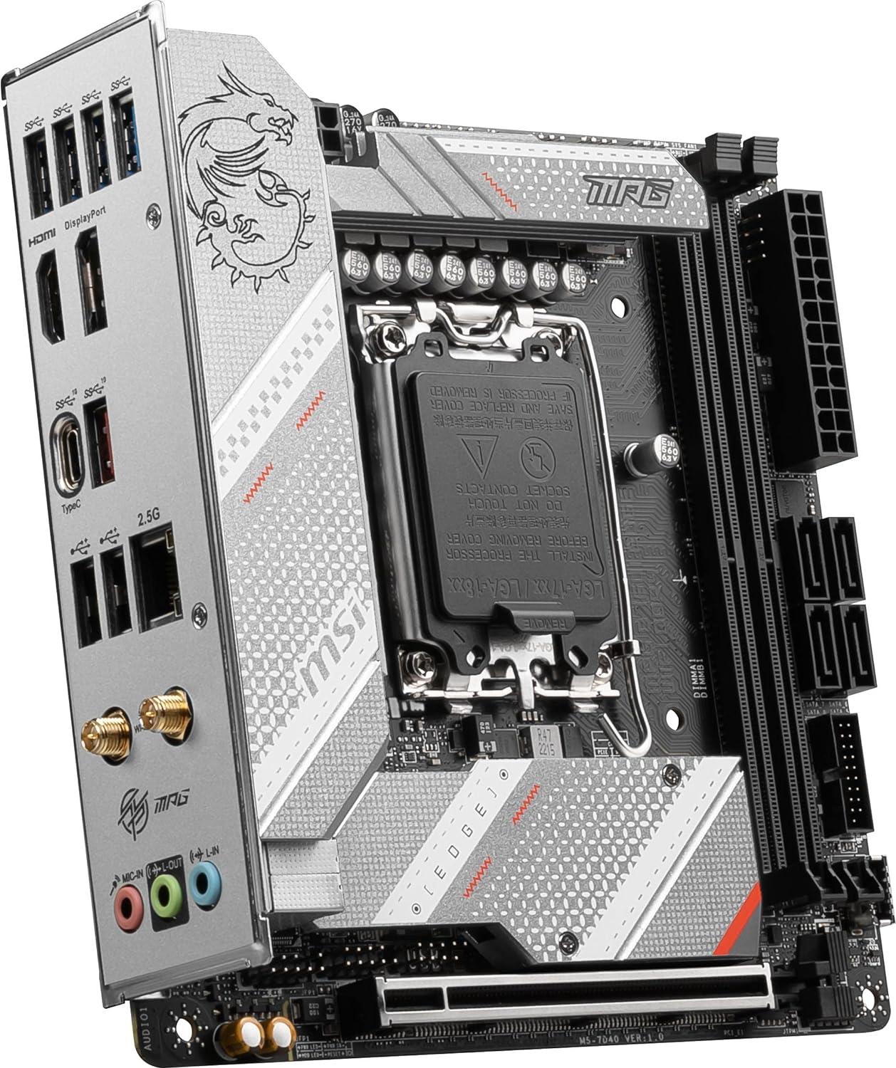 MSI B760i EDGE WIFI6 Motherboard - Supports Pentium Gold and Celeron processors for LGA 1700 socket, up to 5333+(OC) MHz memory speed. 0824142306512