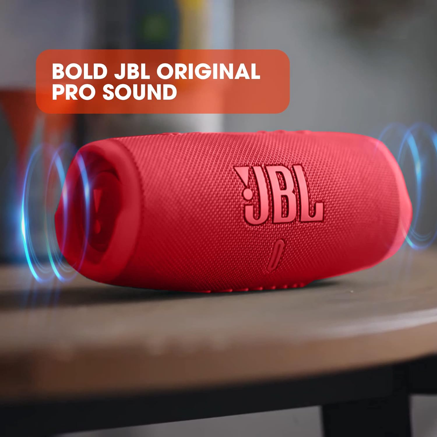 Red JBL Charge 5 with Dual Bass Radiators - Experience powerful bass radiators for rich audio. 6925281982101