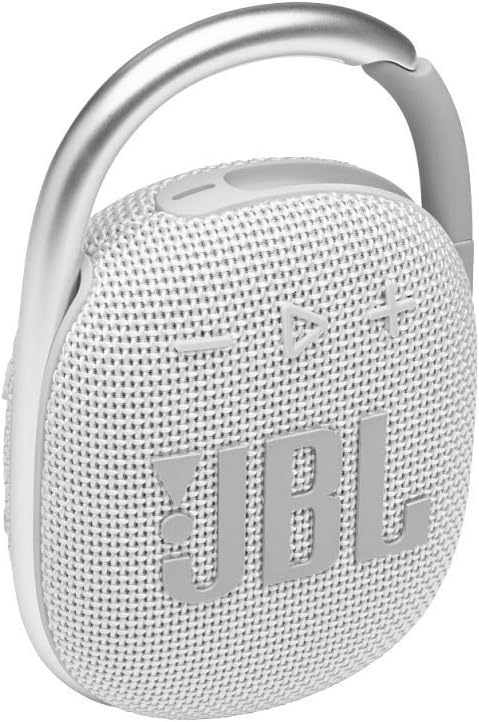 JBL Clip 4 Portable Bluetooth Speaker in White - Rich JBL Original Pro Sound for immersive audio experience. 6925281979385