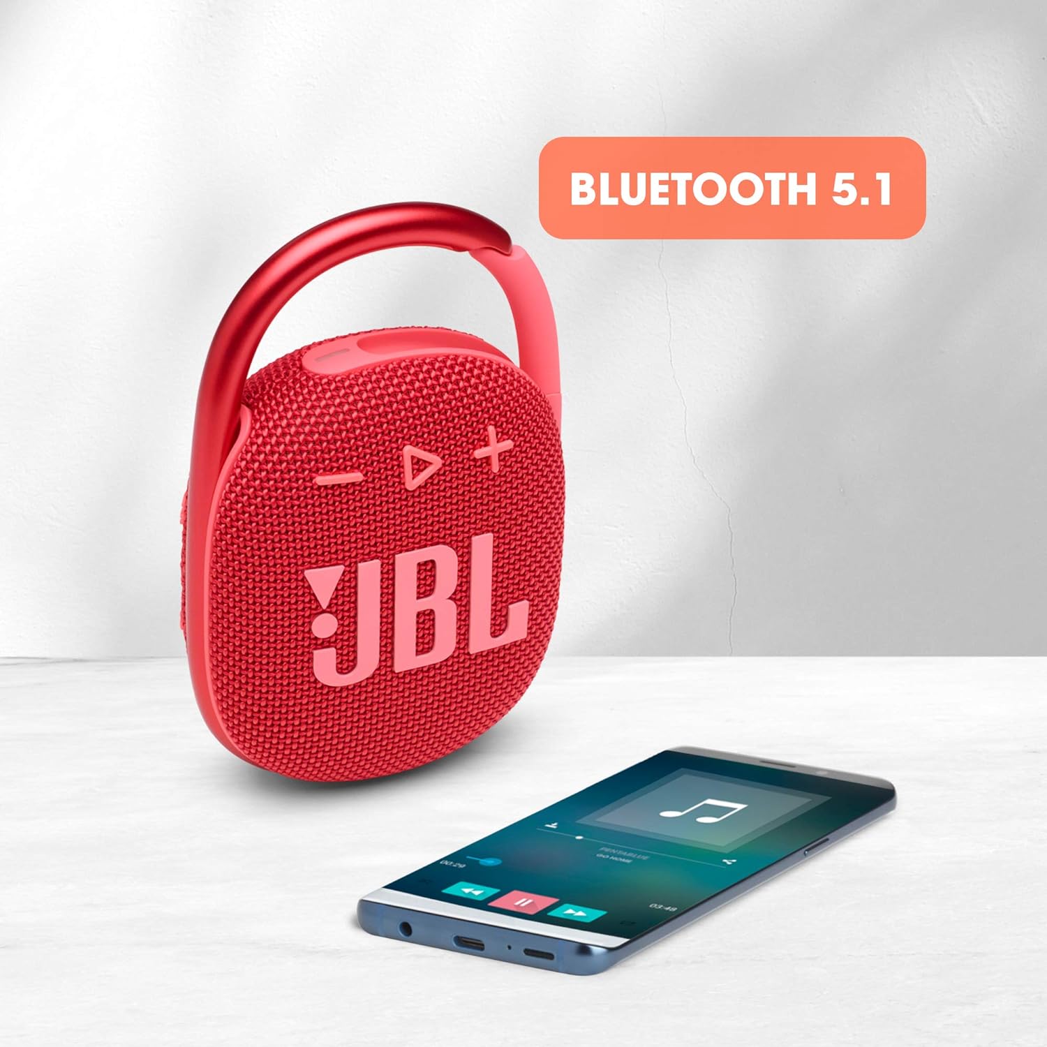 JBL Clip 4 Bluetooth Speaker - Colorful Fabrics, Upgraded Carabiner, Waterproof, Red 6925281979316