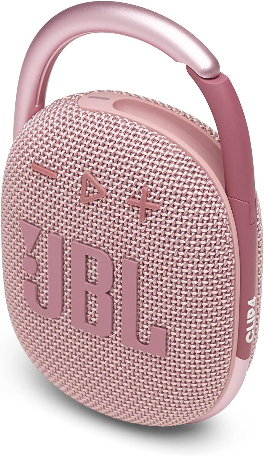 Stylish and Portable Pink JBL Clip 4 Speaker - Bold design with colorful fabrics and expressive details. 6925281979354