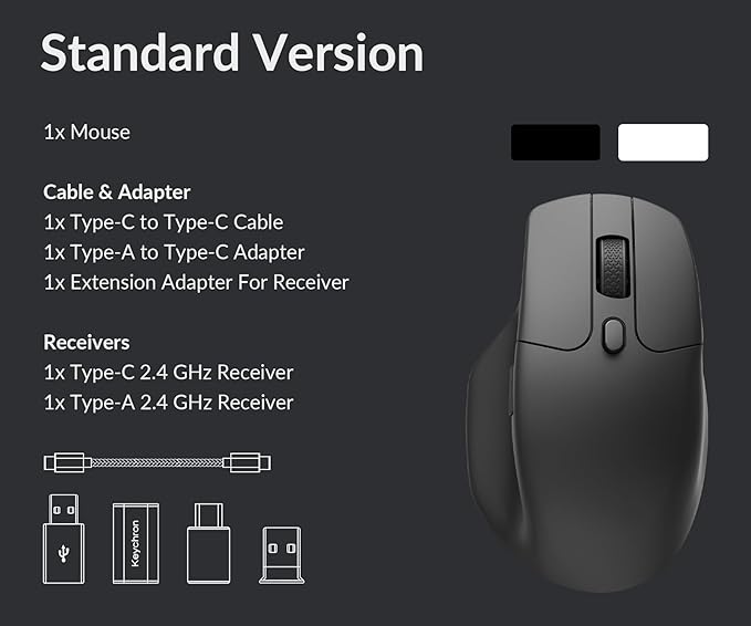 Keychron M6-A1: Fast 2.4GHz Wireless & Bluetooth 5.1 Connectivity KCM6A1-WLSE-BLK