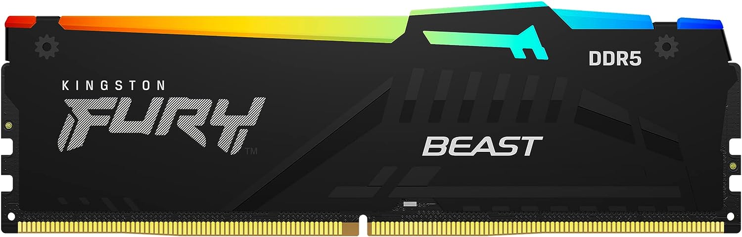 Kingston Fury Beast DDR5 RGB 16GB 5600MT/s DIMM Memory - Enhanced RGB lighting with new heat spreader design. 0740617328585