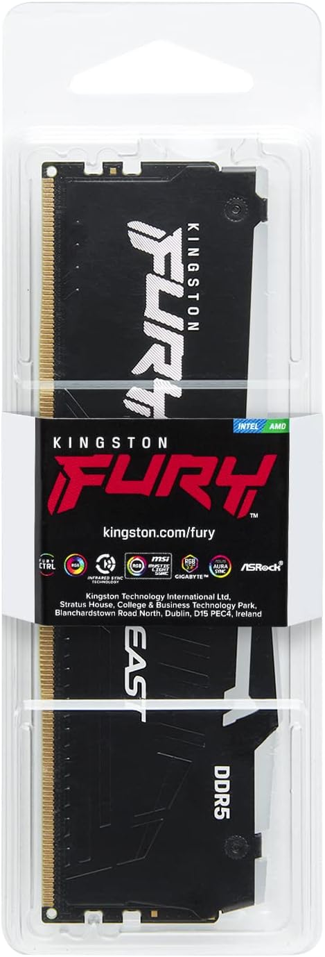 Kingston Fury Beast DDR5 RGB 16GB 5600MT/s - Improved stability for overclocking performance. 0740617328585