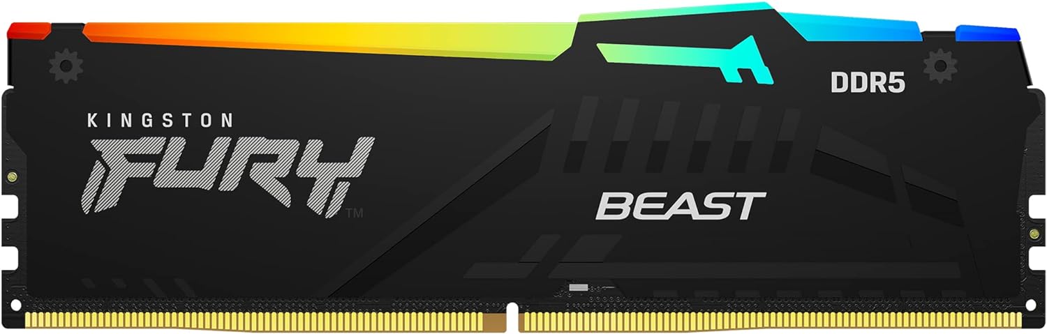 Kingston Fury Beast DDR5 RGB 32GB Desktop Gaming Memory Kit - Enhanced RGB lighting with new heat spreader design. 0740617328493