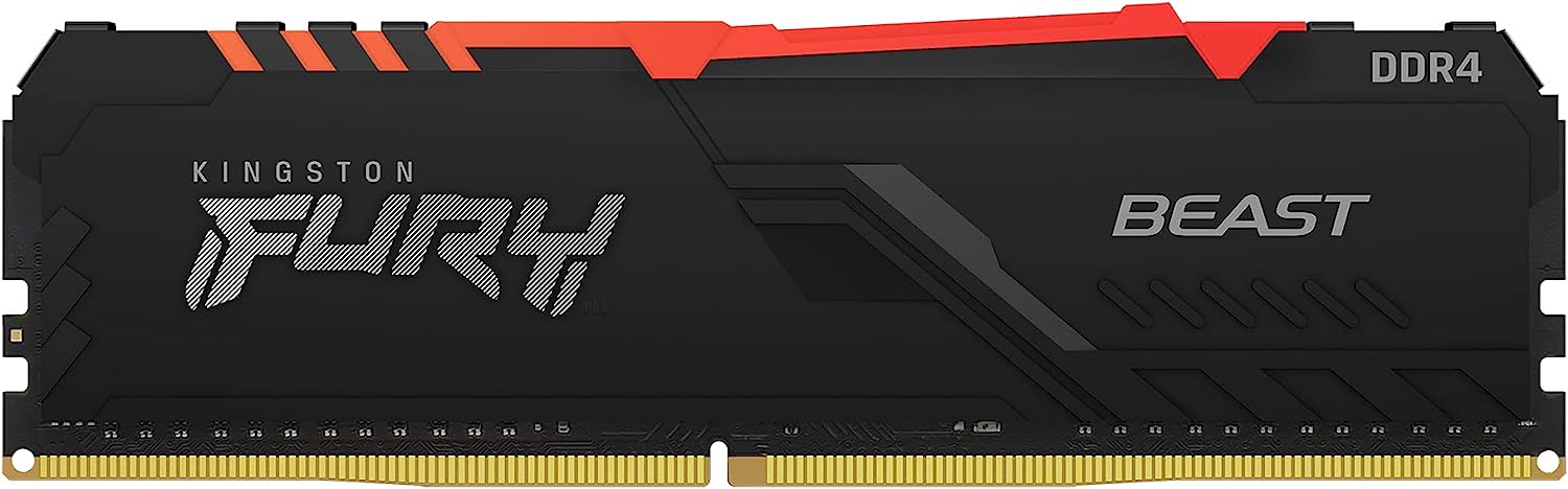 Kingston Technology 16GB DDR4 DIMM FURY Beast RGB Memory - Stunning RGB lighting with aggressive style. 0740617319064