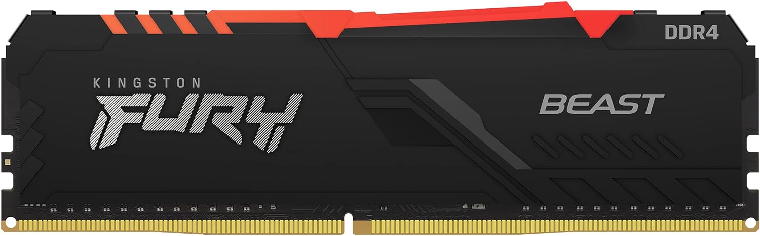 Kingston FURY Beast DDR4 RGB Memory - Boost your PC's speed with 32GB of high-performance RAM. 0740617319057