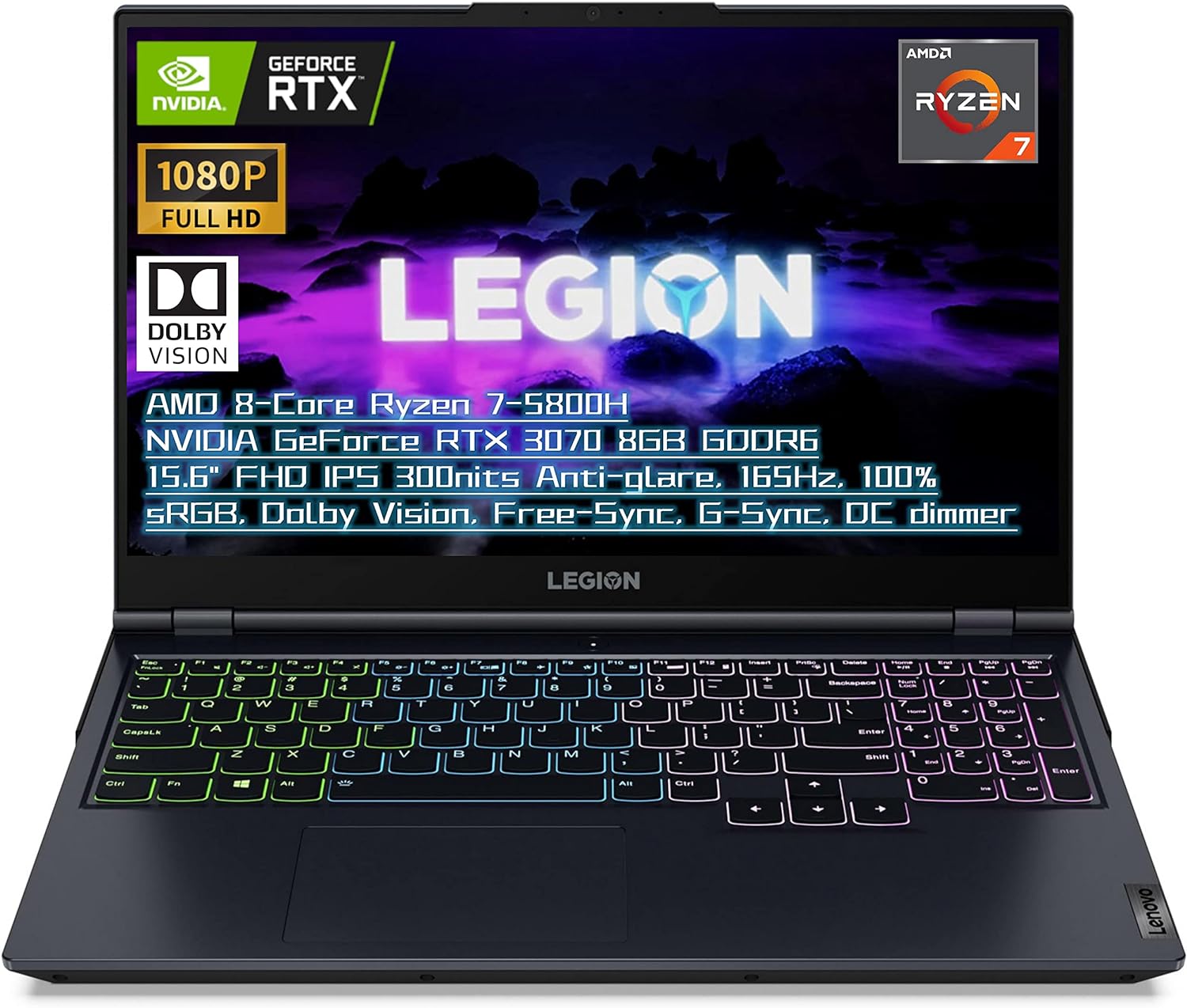 Lenovo Legion 5 RTX 3070 Laptop - 16GB RAM, 1TB SSD, Anti Glare Screen 0196118723655