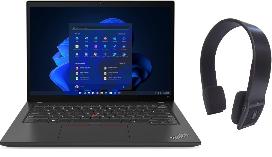 Lenovo ThinkPad T14 Gen 3 Business Laptop 14-inch Core i7-1260P 40GB RAM 1TB SSD Intel Iris Xe - Front view of the laptop with Windows 10 Pro operating system displayed on screen. 0196800002396