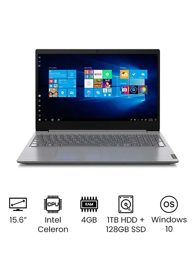 Lenovo V15 Business And Professional Laptop 15.6 - inch Celeron N4020 8GB RAM 1TB HDD + 128GB SSD Intel UHD Graphics English/Arabic - 1TB HDD + 128GB SSD - 15.6 - inch - Intel UHD Graphics