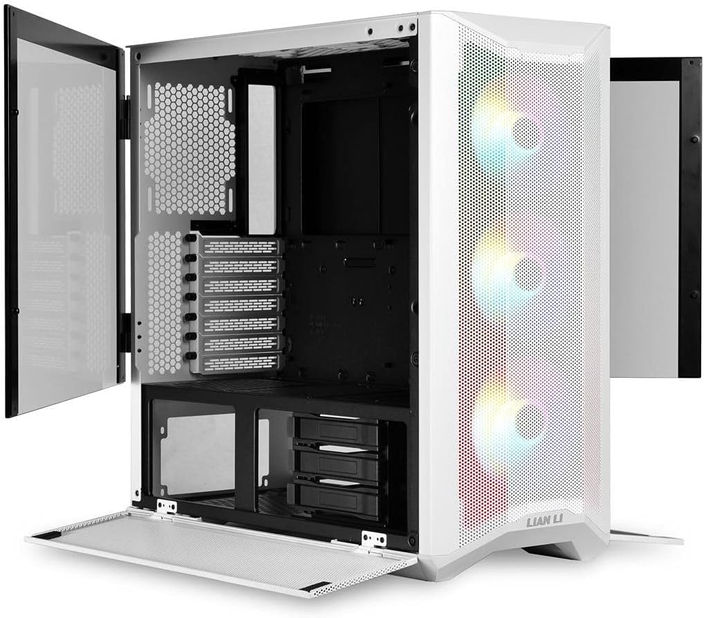 Enjoy a clear view of your RGB components with double hinged flip tempered glass side panels. 0840353040199