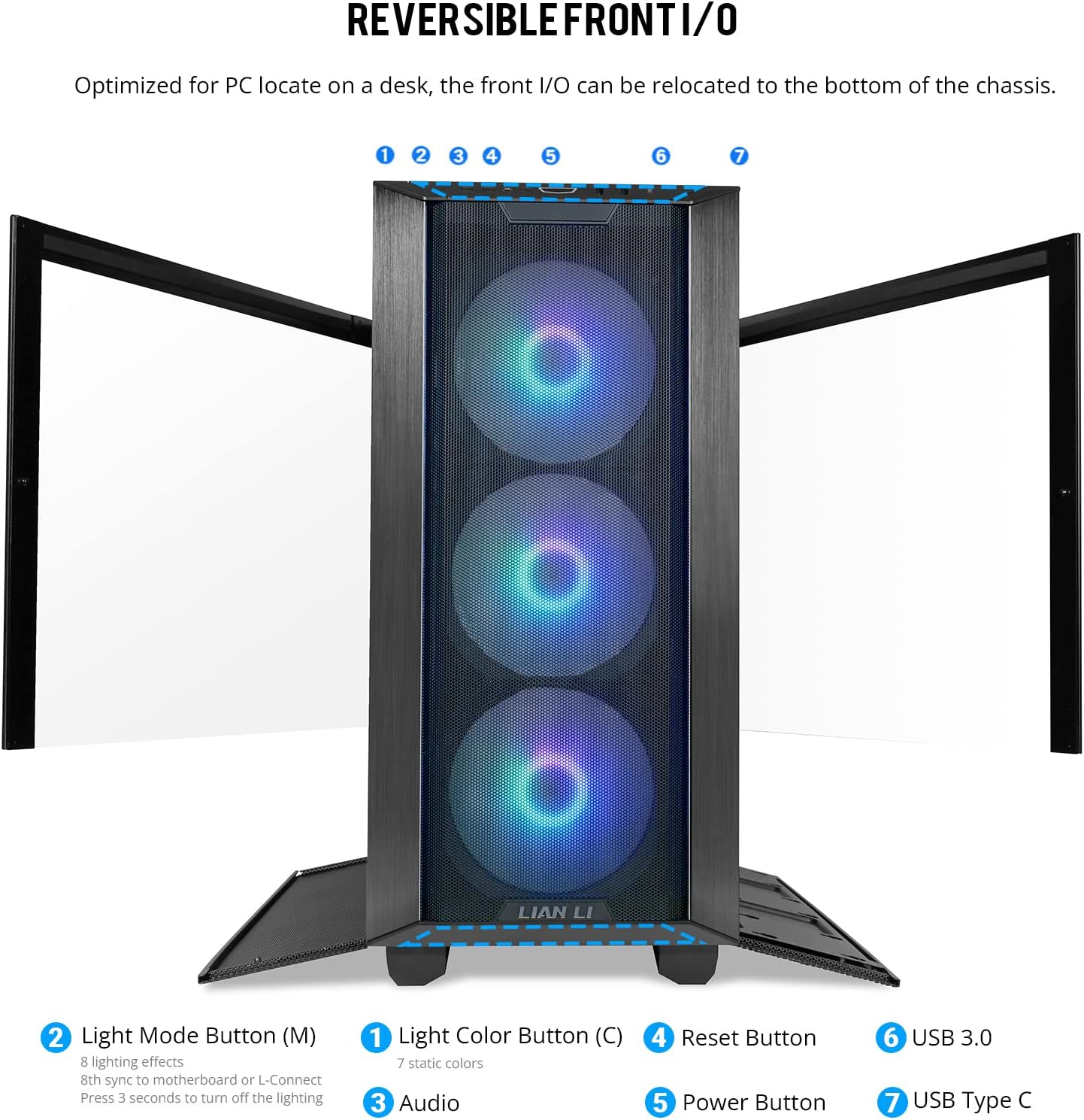 LANCOOL III E-ATX PC Case with hinged tempered glass doors for easy access and installation 0840353042674