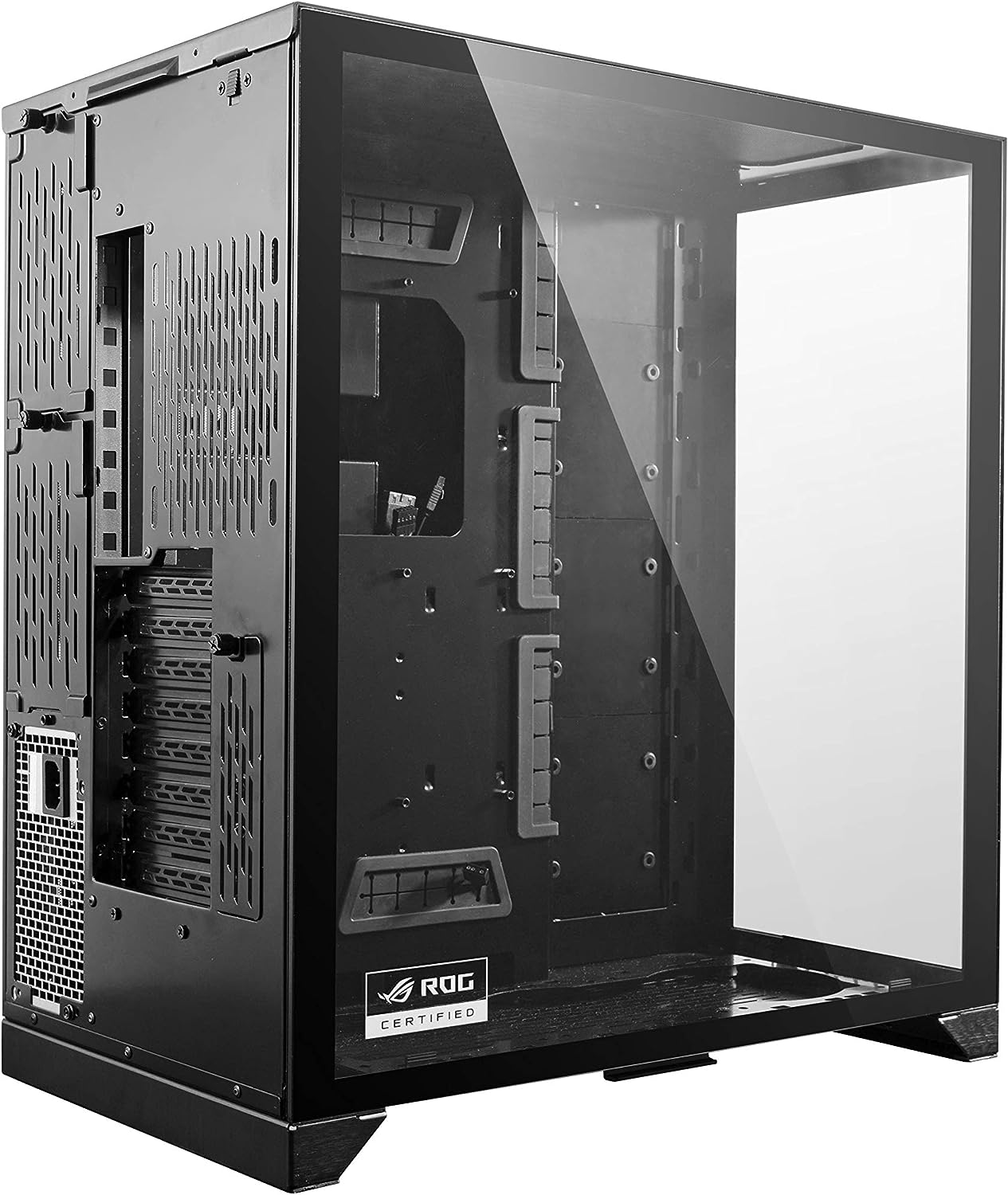 Sleek black ATX full tower case with tempered glass and aluminum front panel 0840353009837