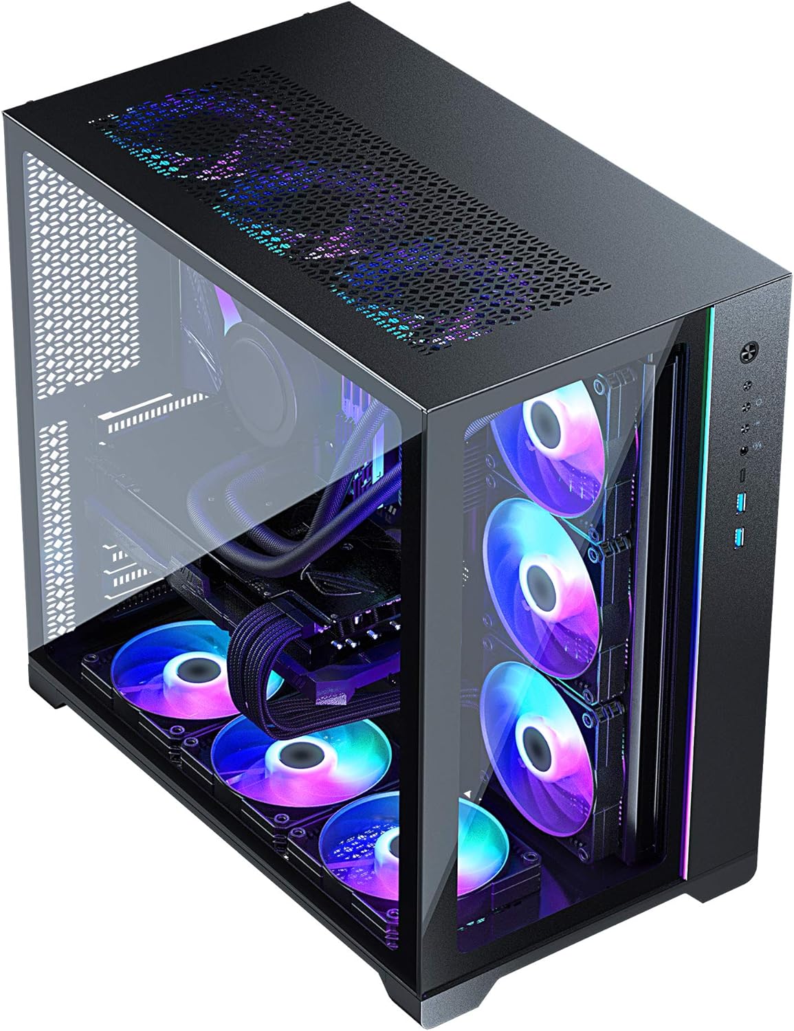 Sleek Dual Tempered Glass Panels with Digital-RGB Lighting 0886523900382