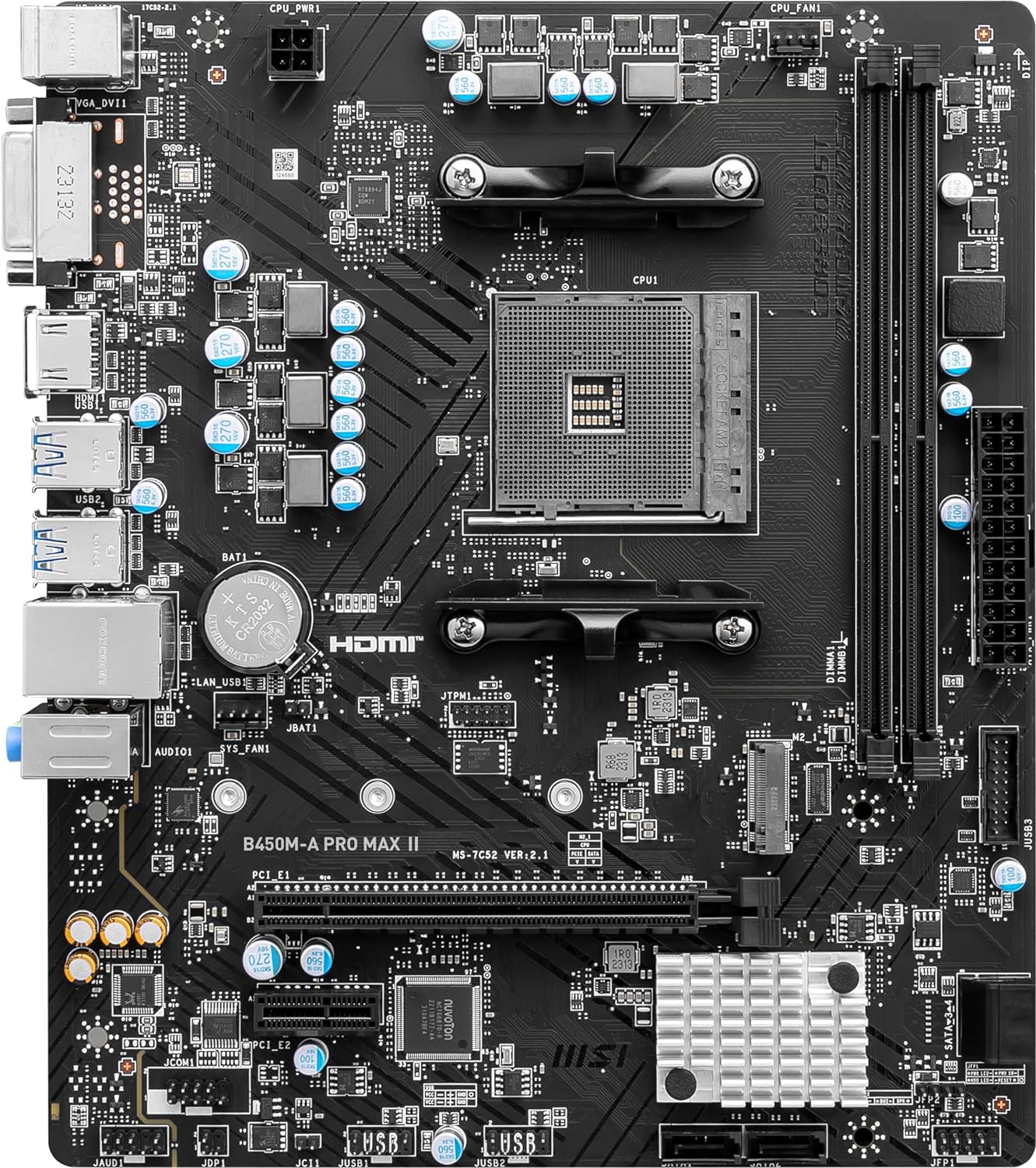 MSI B450M-A PRO MAX II Motherboard: Turbo M.2 slot for high-speed NVMe SSD performance. 0824142333235