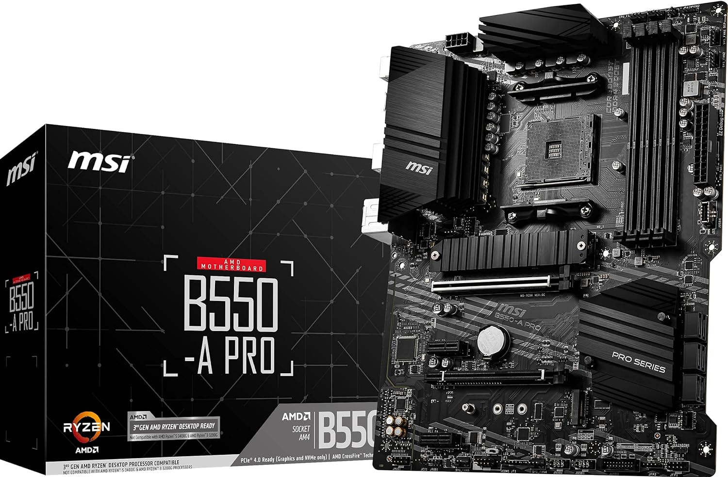 MSI B550-A PRO AM4 ATX AMD Motherboard - Supports 3rd Gen AMD Ryzen processors and future updates. 8414794047981