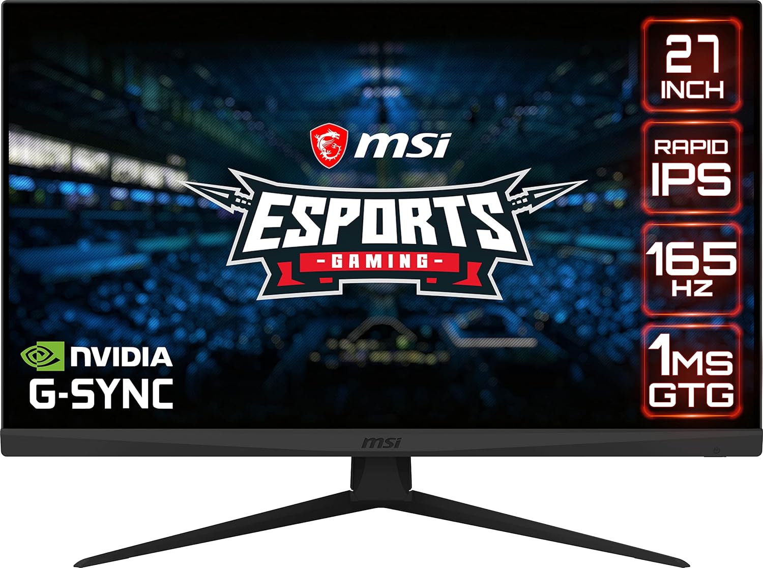 MSI G273QF 27 Gaming Monitor - Rapid IPS, 2560 x 1440, 165Hz, 1ms GTG, G-Sync Compatible 0824142231043