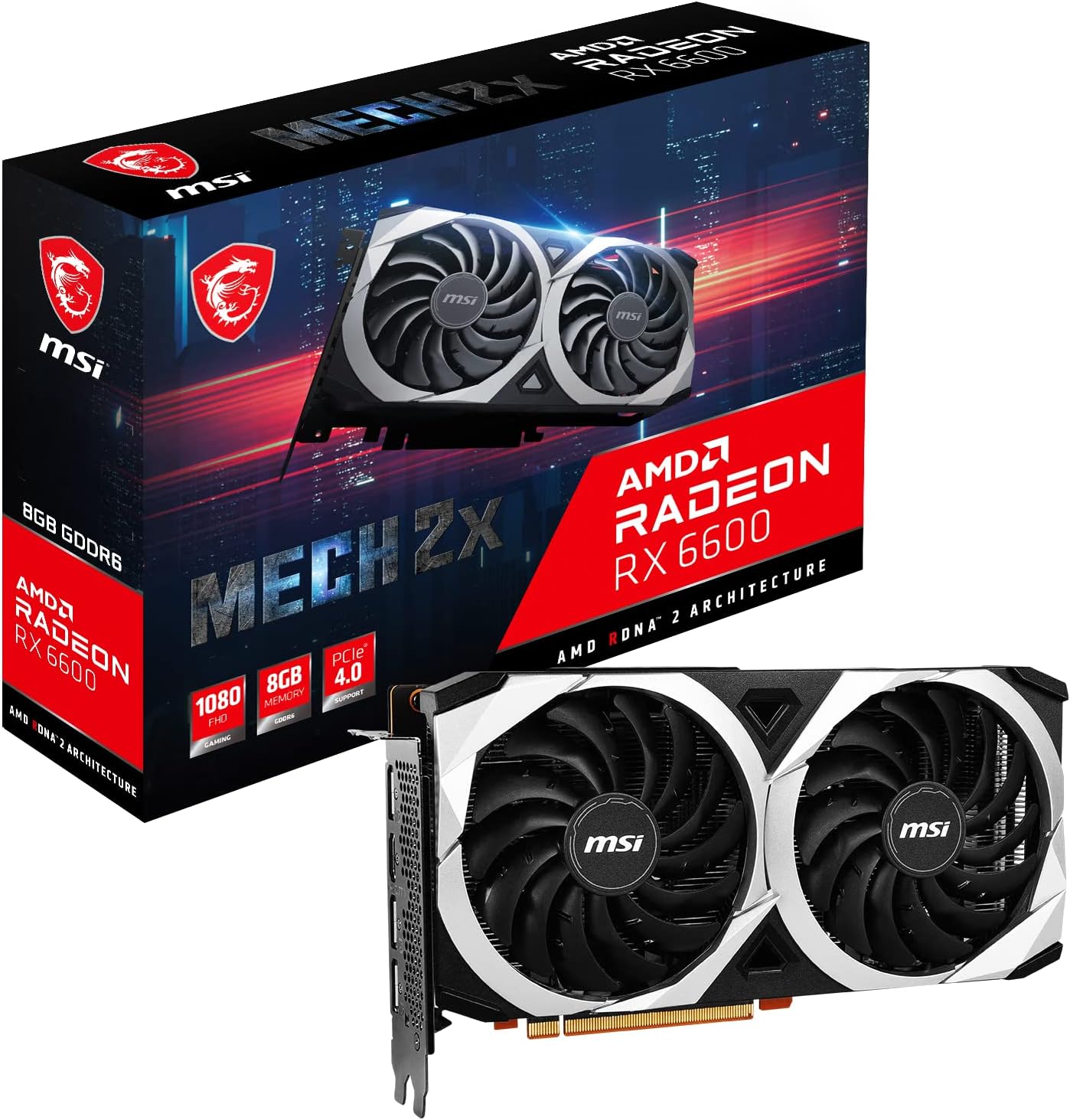 MSI Gaming AMD Radeon RX 6600 8GB GDDR6 Graphics Card - Boost Clock 1792 MHz 824142269091D