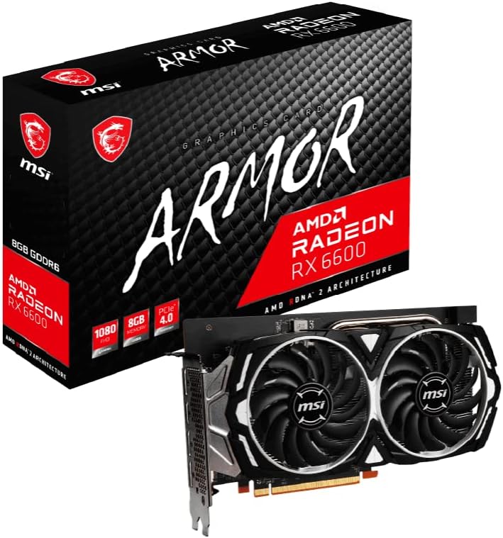 MSI Gaming AMD Radeon RX 6600 8GB GDDR6 Graphics Card - Boost Clock 2491 MHz 0824142272398