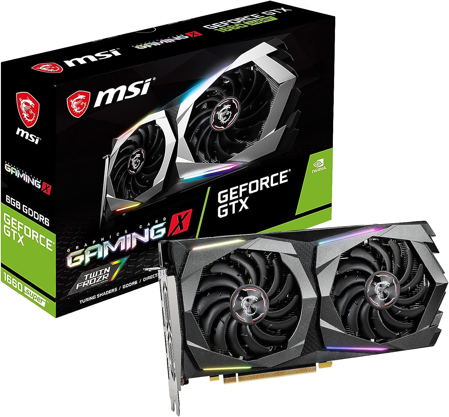 MSI Gaming GeForce GTX 1660 Super 6GB Graphics Card - High-performance gaming GPU with 1830 MHz boost clock. 0824142200278