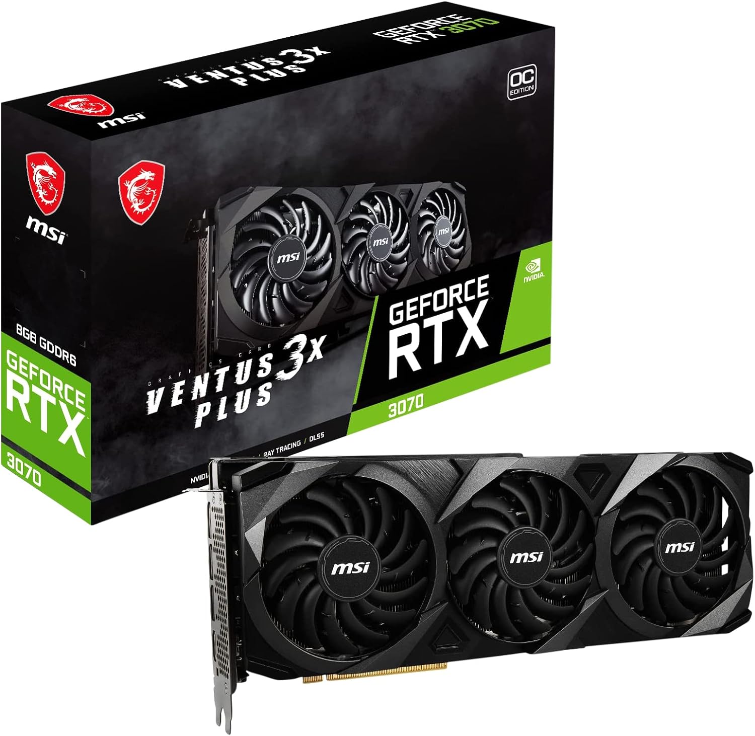 MSI Gaming GeForce RTX 3070 LHR graphics card with 8GB GDDR6 memory and Triple Torx Fan 3. 0824142261385