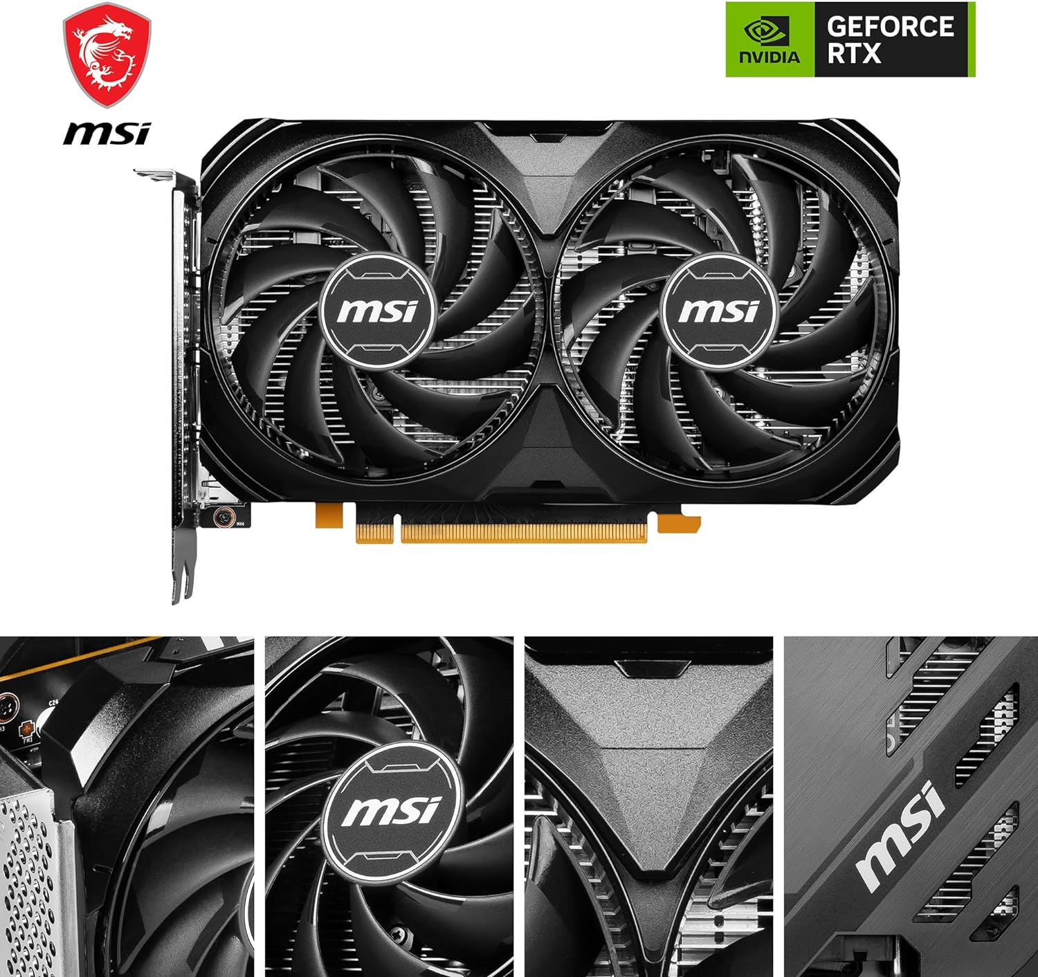 MSI GeForce RTX 4060 VENTUS 2X BLACK 8G OC NVIDIA 8 GB GDDR6 DLSS 3 - TORX FAN 4.0 technology for focused air pressure. 4711377115421