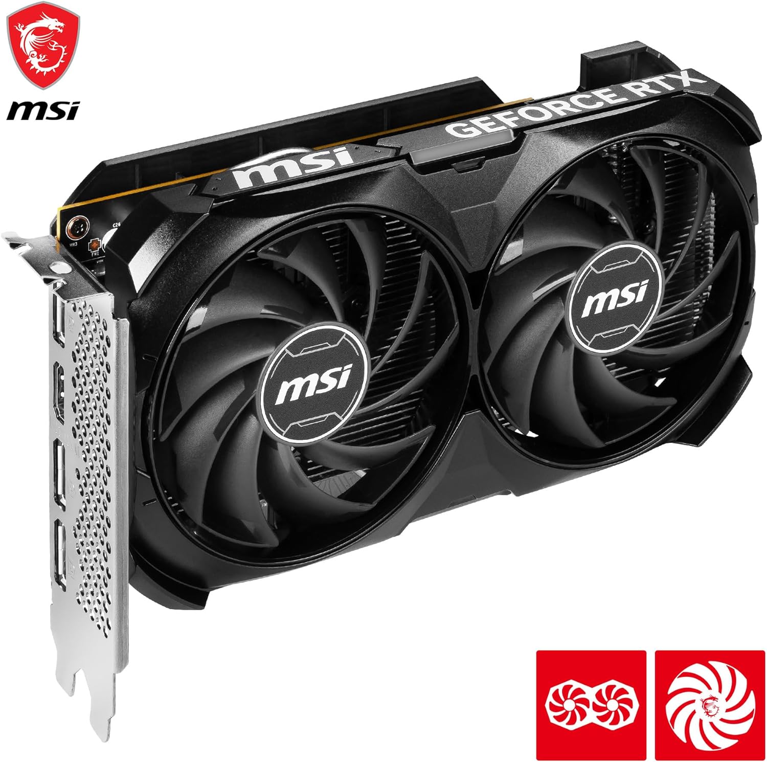 MSI GeForce RTX 4060 VENTUS 2X BLACK 8G OC NVIDIA 8 GB GDDR6 DLSS 3 - Enjoy gaming with two fans and a large heatsink for optimal cooling. 4711377115421