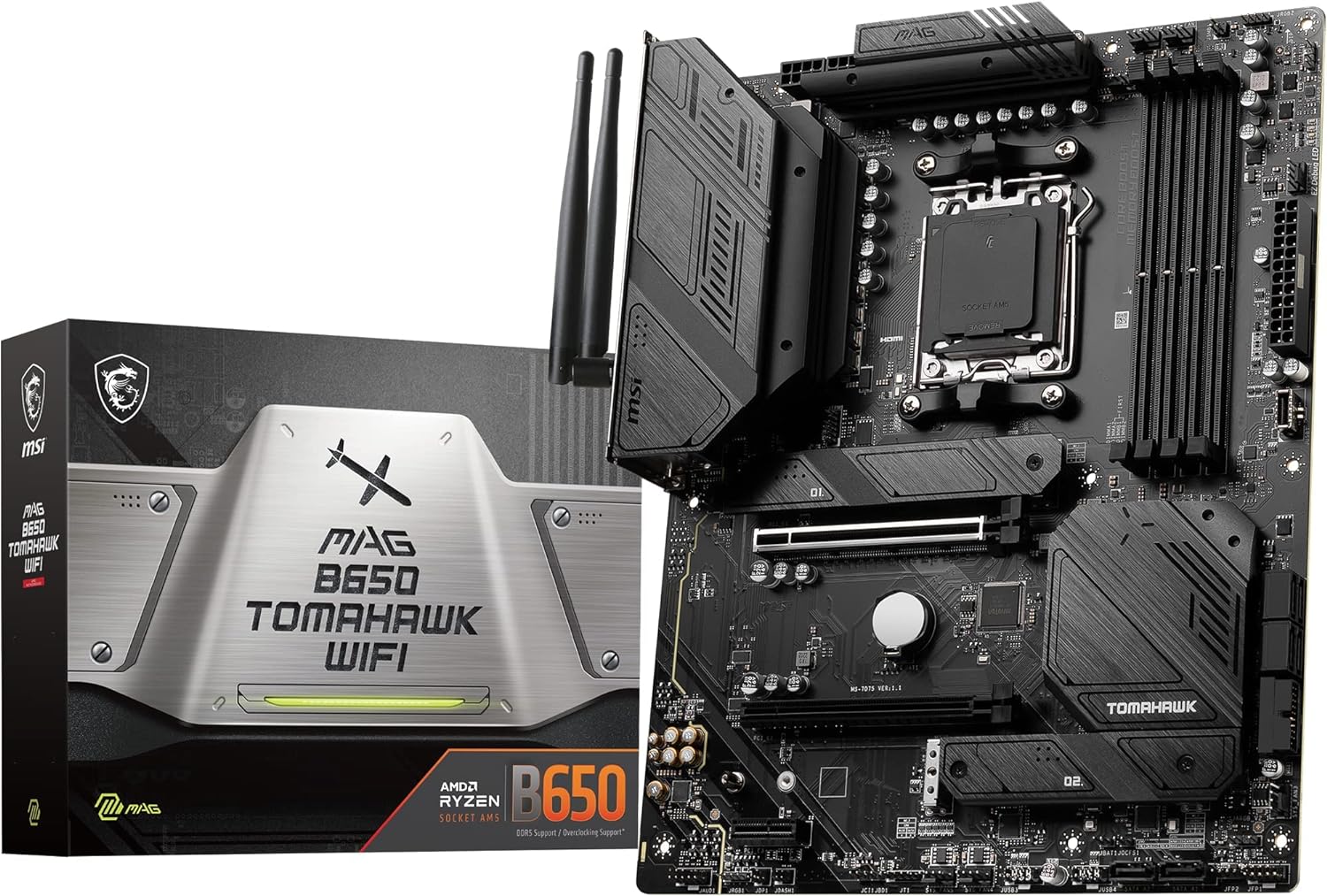 MSI MAG B650 TOMAHAWK WIFI AM5 ATX Motherboard - Premium thermal solution for high performance systems and non-stop work. 4711377010153