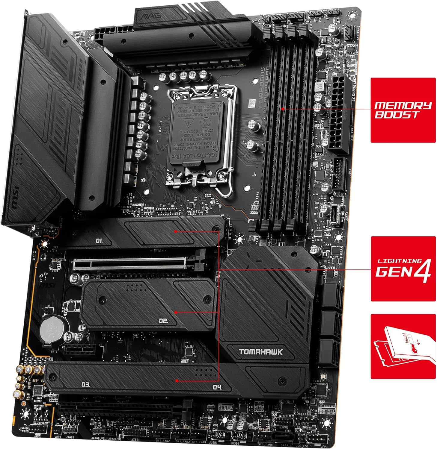 MSI Mag Z790 Tomahawk Wifi ATX Motherboard - Wi-Fi 6E supports 6GHz spectrum, MU-MIMO, and BSS color technology. 4711377011310