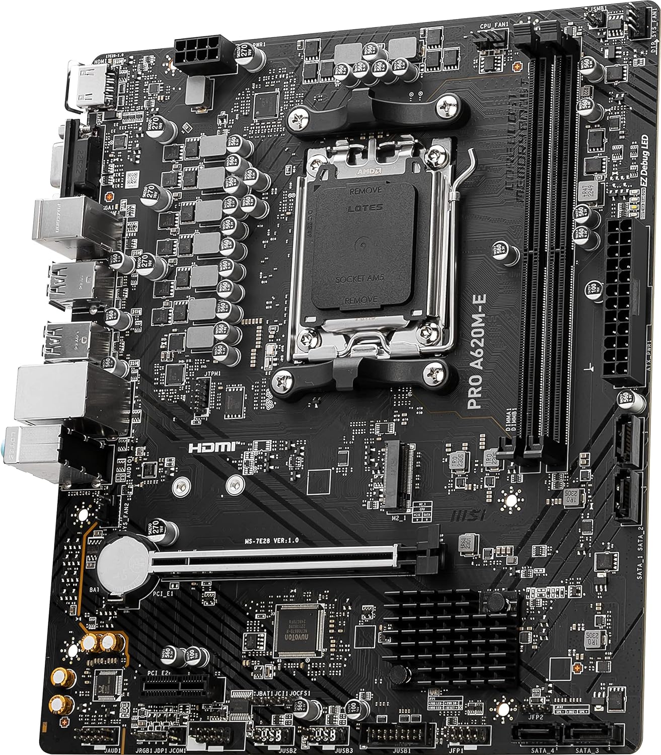 MSI PRO A620M-E ProSeries Motherboard - Lightning Fast Game experience with PCIe 4.0 slots and Lightning Gen 4 x4 M.2. 0824142322406